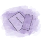 zeichnung von handy und block